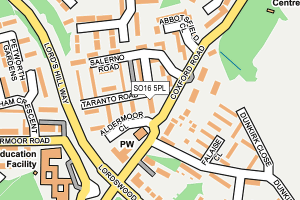 SO16 5PL map - OS OpenMap – Local (Ordnance Survey)