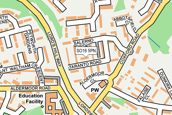 SO16 5PN map - OS OpenMap – Local (Ordnance Survey)