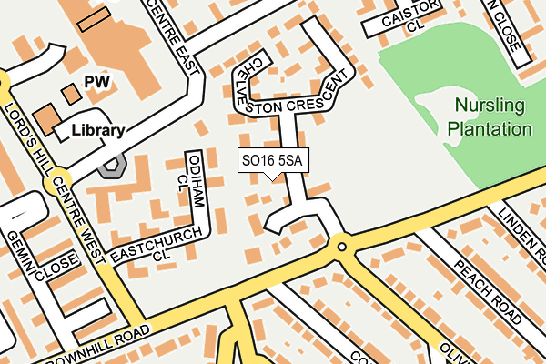 SO16 5SA map - OS OpenMap – Local (Ordnance Survey)