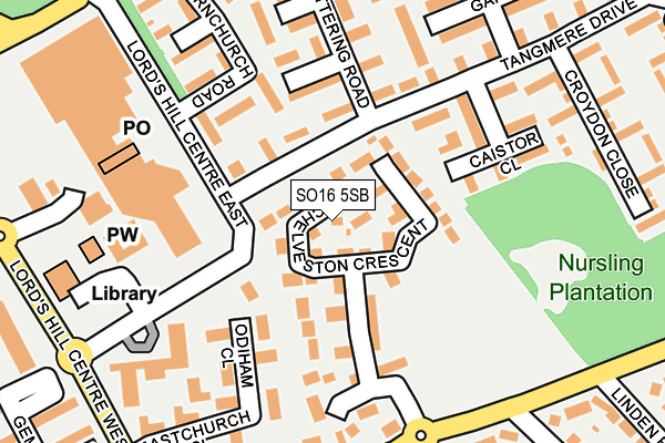 SO16 5SB map - OS OpenMap – Local (Ordnance Survey)