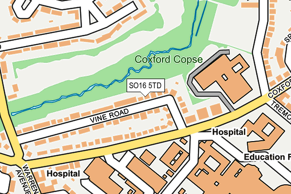 SO16 5TD map - OS OpenMap – Local (Ordnance Survey)