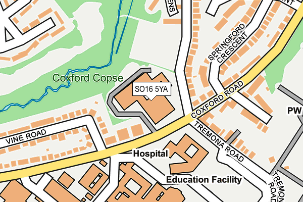 SO16 5YA map - OS OpenMap – Local (Ordnance Survey)