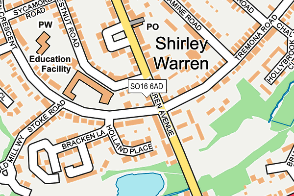 SO16 6AD map - OS OpenMap – Local (Ordnance Survey)