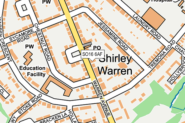 SO16 6AF map - OS OpenMap – Local (Ordnance Survey)