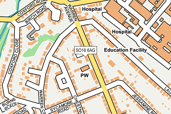 SO16 6AG map - OS OpenMap – Local (Ordnance Survey)