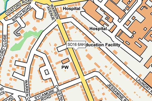 SO16 6AH map - OS OpenMap – Local (Ordnance Survey)