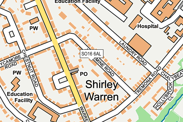 SO16 6AL map - OS OpenMap – Local (Ordnance Survey)