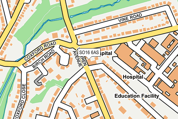 SO16 6AS map - OS OpenMap – Local (Ordnance Survey)
