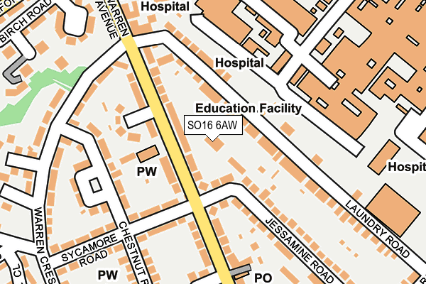 SO16 6AW map - OS OpenMap – Local (Ordnance Survey)