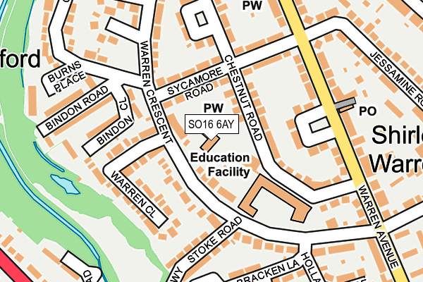 SO16 6AY map - OS OpenMap – Local (Ordnance Survey)