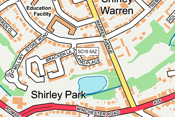 SO16 6AZ map - OS OpenMap – Local (Ordnance Survey)