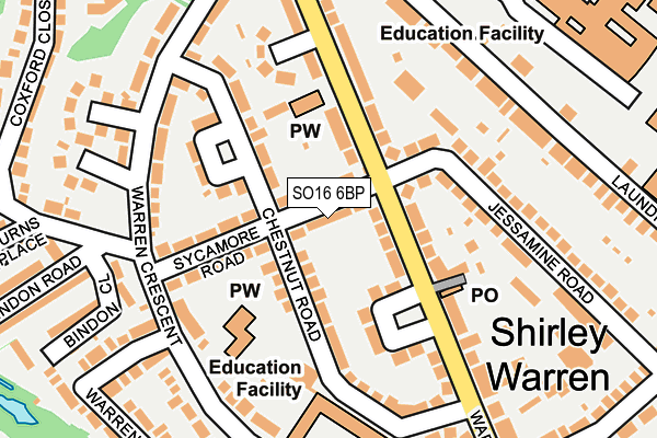 SO16 6BP map - OS OpenMap – Local (Ordnance Survey)