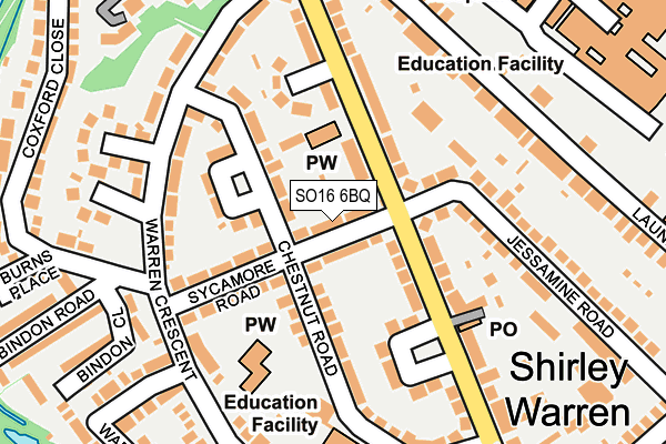 SO16 6BQ map - OS OpenMap – Local (Ordnance Survey)