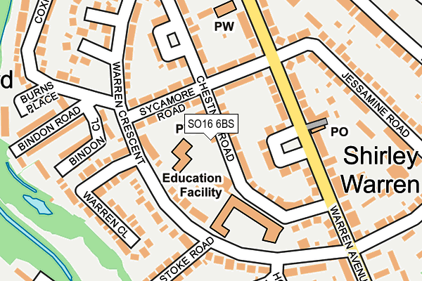 SO16 6BS map - OS OpenMap – Local (Ordnance Survey)