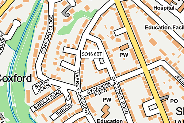 SO16 6BT map - OS OpenMap – Local (Ordnance Survey)