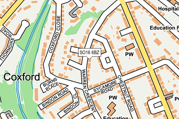 SO16 6BZ map - OS OpenMap – Local (Ordnance Survey)