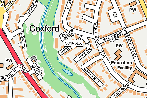 SO16 6DA map - OS OpenMap – Local (Ordnance Survey)