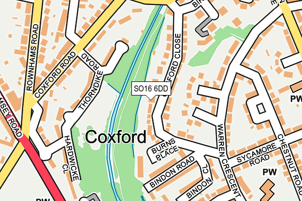 SO16 6DD map - OS OpenMap – Local (Ordnance Survey)