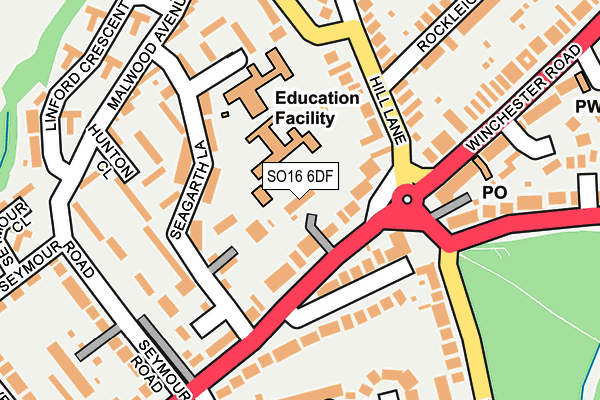 SO16 6DF map - OS OpenMap – Local (Ordnance Survey)