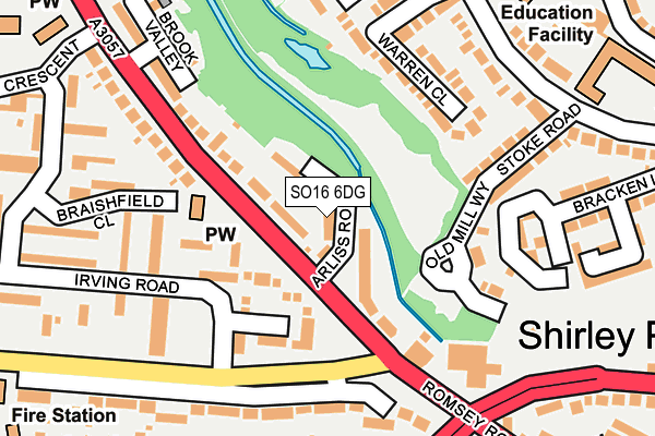 SO16 6DG map - OS OpenMap – Local (Ordnance Survey)