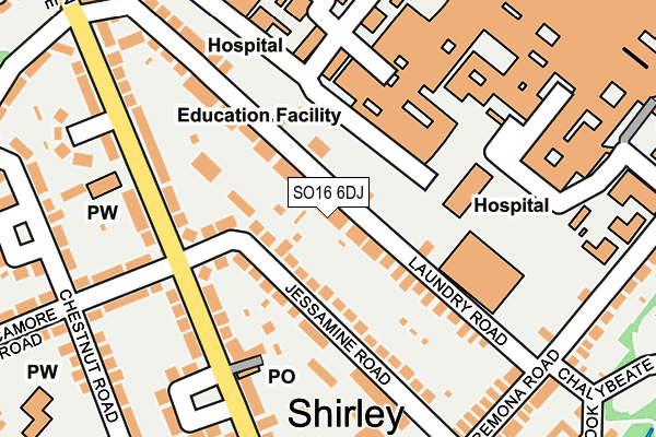 SO16 6DJ map - OS OpenMap – Local (Ordnance Survey)