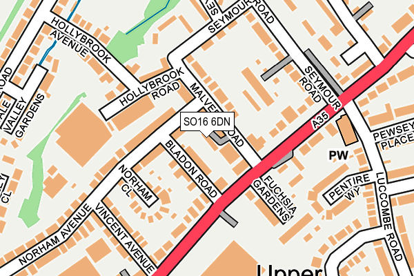 SO16 6DN map - OS OpenMap – Local (Ordnance Survey)