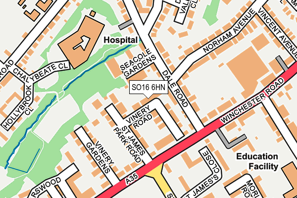 SO16 6HN map - OS OpenMap – Local (Ordnance Survey)