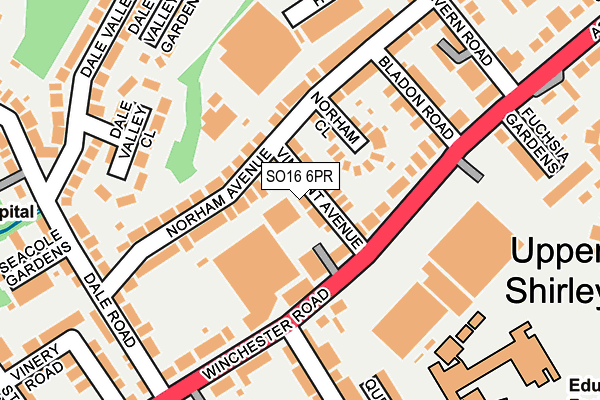 SO16 6PR map - OS OpenMap – Local (Ordnance Survey)