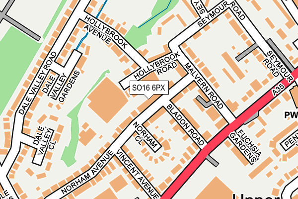 SO16 6PX map - OS OpenMap – Local (Ordnance Survey)