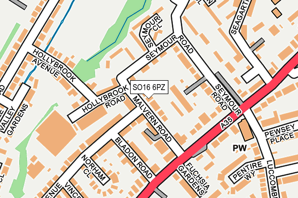 SO16 6PZ map - OS OpenMap – Local (Ordnance Survey)