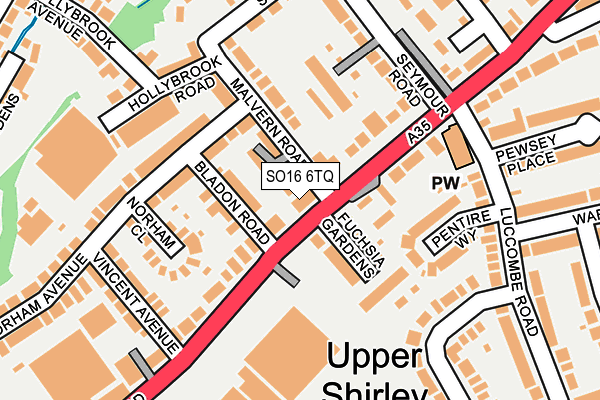 SO16 6TQ map - OS OpenMap – Local (Ordnance Survey)