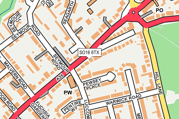SO16 6TX map - OS OpenMap – Local (Ordnance Survey)