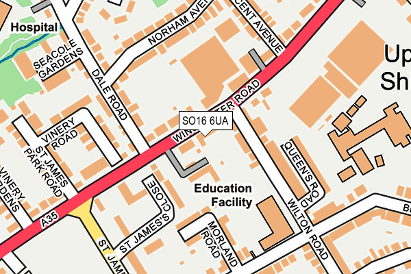 SO16 6UA map - OS OpenMap – Local (Ordnance Survey)