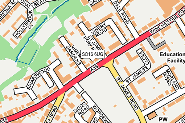 SO16 6UG map - OS OpenMap – Local (Ordnance Survey)