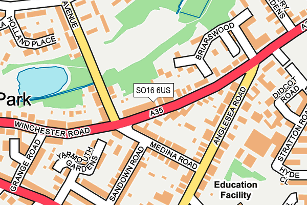 SO16 6US map - OS OpenMap – Local (Ordnance Survey)