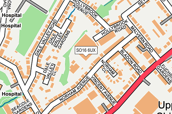 SO16 6UX map - OS OpenMap – Local (Ordnance Survey)