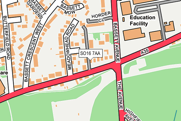 SO16 7AA map - OS OpenMap – Local (Ordnance Survey)