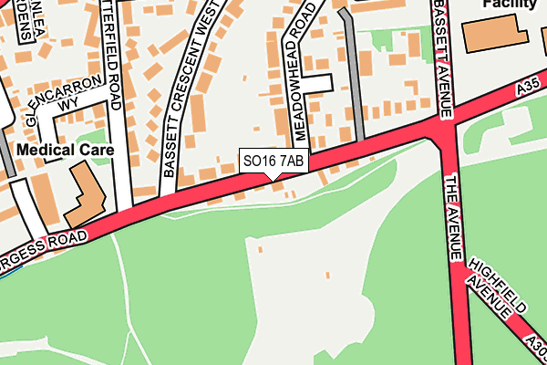 SO16 7AB map - OS OpenMap – Local (Ordnance Survey)