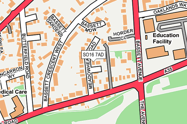 SO16 7AD map - OS OpenMap – Local (Ordnance Survey)