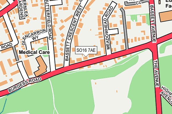 SO16 7AE map - OS OpenMap – Local (Ordnance Survey)