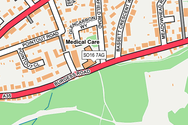 SO16 7AG map - OS OpenMap – Local (Ordnance Survey)