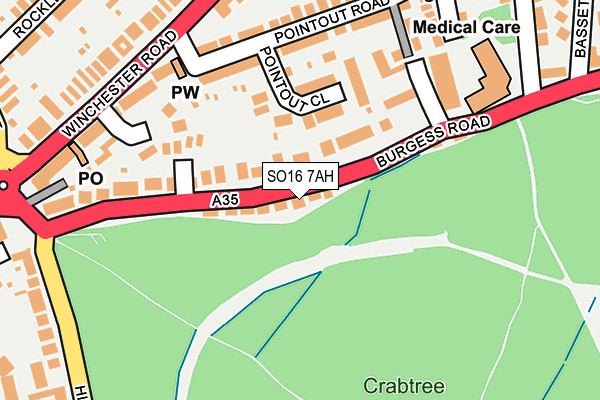 SO16 7AH map - OS OpenMap – Local (Ordnance Survey)