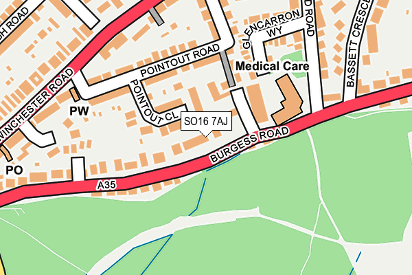 SO16 7AJ map - OS OpenMap – Local (Ordnance Survey)