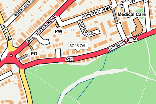 SO16 7AL map - OS OpenMap – Local (Ordnance Survey)