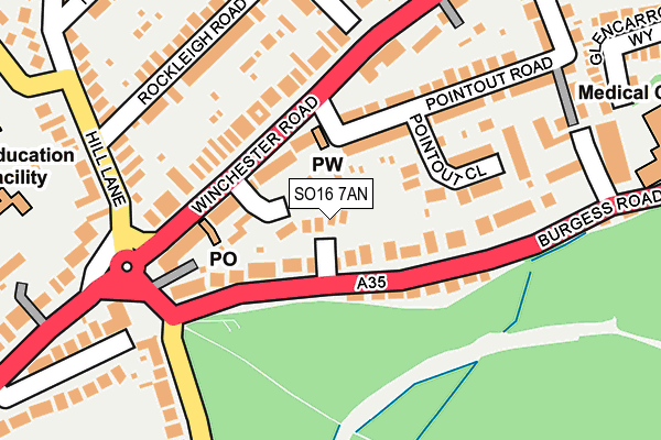 SO16 7AN map - OS OpenMap – Local (Ordnance Survey)