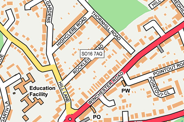 SO16 7AQ map - OS OpenMap – Local (Ordnance Survey)