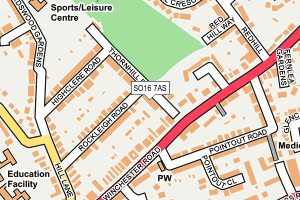 SO16 7AS map - OS OpenMap – Local (Ordnance Survey)