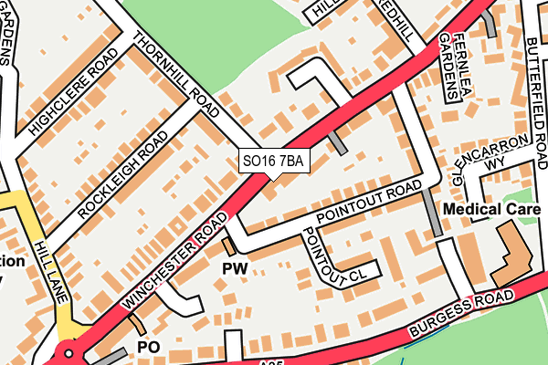 SO16 7BA map - OS OpenMap – Local (Ordnance Survey)