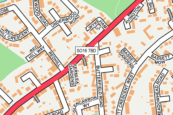 SO16 7BD map - OS OpenMap – Local (Ordnance Survey)