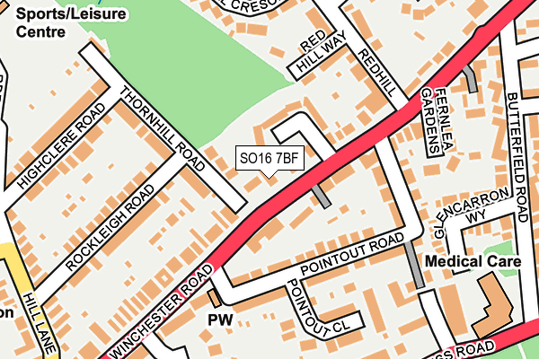 SO16 7BF map - OS OpenMap – Local (Ordnance Survey)